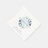 ELEGANTES BLAUE GOLD FOLIAGE BRAUTPARTY SERVIETTE (Ecke)