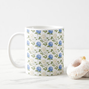 Elegantes Blaue Hortensien-Blumenmuster  Kaffeetasse