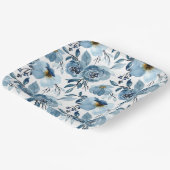 Elegantes, blauer Blumen und weißes Party Pappteller (Gewinkelt)