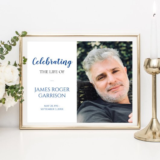 Elegantes blauer Feiern zum Foto des Lebens Poster