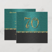 Elegantes blaues 70jähriges Party Einladung (Vorne/Hinten)