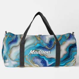 Elegantes blaues Aqua-Marmor Imitate Glitzer Duffle Bag