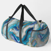 Elegantes blaues Aqua-Marmor Imitate Glitzer Duffle Bag (Rechte Ecke)