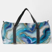 Elegantes blaues Aqua-Marmor Imitate Glitzer Duffle Bag (Rückseite)