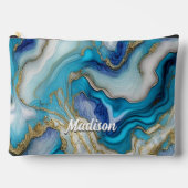 Elegantes blaues Aqua-Marmor Imitate Glitzer Zubehörtasche (Vorderseite)