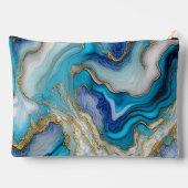 Elegantes blaues Aqua-Marmor Imitate Glitzer Zubehörtasche (Rückseite)