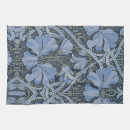 Elegantes blaues Aquarell-Blumenmuster-Einladung Geschirrtuch