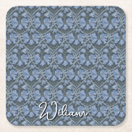 Elegantes blaues Aquarell-Blumenmuster-Einladung Rechteckiger Pappuntersetzer