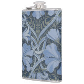 Elegantes blaues Aquarell-Blumenmuster Flachmann (Links)