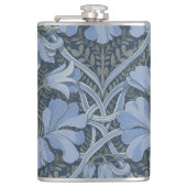 Elegantes blaues Aquarell-Blumenmuster Flachmann (Vorderseite)