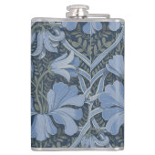 Elegantes blaues Aquarell-Blumenmuster Flachmann (Rückseite)
