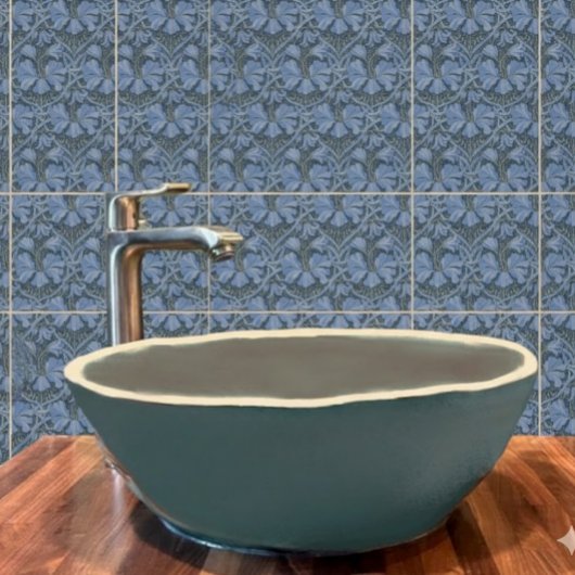 Elegantes blaues Aquarell-Blumenmuster Fliese