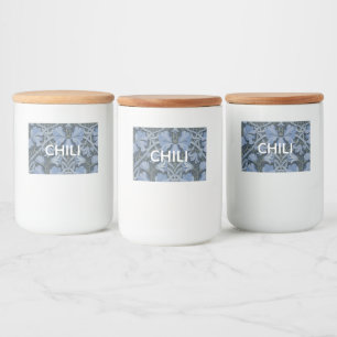 Elegantes blaues Aquarell-Blumenmuster Lebensmitteletikett
