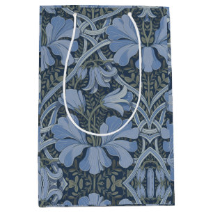 Elegantes blaues Aquarell-Blumenmuster Mittlere Geschenktüte