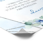 Elegantes blaues Aquarell Blumenmuster Offenes Bar Poster (Ecke)