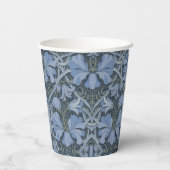 Elegantes blaues Aquarell-Blumenmuster Pappbecher (Rückseite)