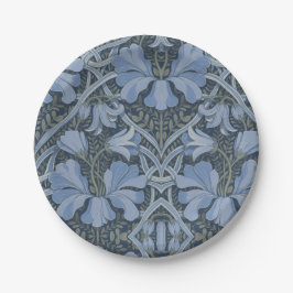 Elegantes blaues Aquarell-Blumenmuster Pappteller