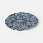 Elegantes blaues Aquarell-Blumenmuster Pappteller (Schrägansicht)