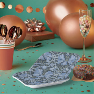 Elegantes blaues Aquarell-Blumenmuster Pappteller