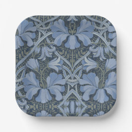Elegantes blaues Aquarell-Blumenmuster Pappteller