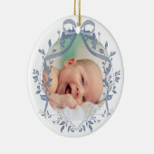 elegantes blaues Aquarellbild Taufe danke Keramik Ornament (Rechts)