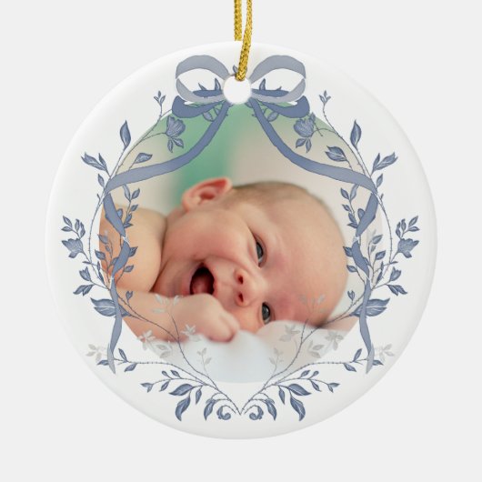 elegantes blaues Aquarellbild Taufe danke Keramik Ornament (Vorne)