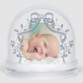 elegantes blaues Aquarellbild Taufe danke Schneekugeln (Vorderseite)