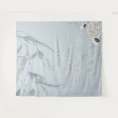 Elegantes, blaues Aquarellblatt und Blume Wandteppich (Vorderseite (Horizontal))