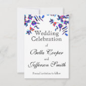 Elegantes blaues Aquarellblumen Save The Date (Vorderseite)