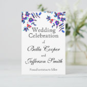 Elegantes blaues Aquarellblumen Save The Date (Stehend Vorderseite)