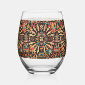 Elegantes blaues "Aztec Dream" Edelstahlglas Weinglas Ohne Stiel (Rückseite)