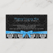 Elegantes blaues Band Schwarz & Weiß Damaskus 2a Visitenkarte (Rückseite)