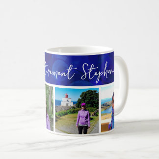 Elegantes blaues Banner 4 Fotos Glücklicher Ruhest Kaffeetasse