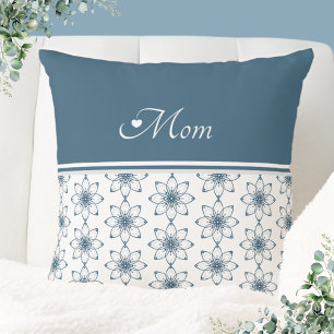 Elegantes blaues Blumen-Design-Wurfkissen Kissen