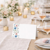 Elegantes blaues Blumen-Event Platzkarte