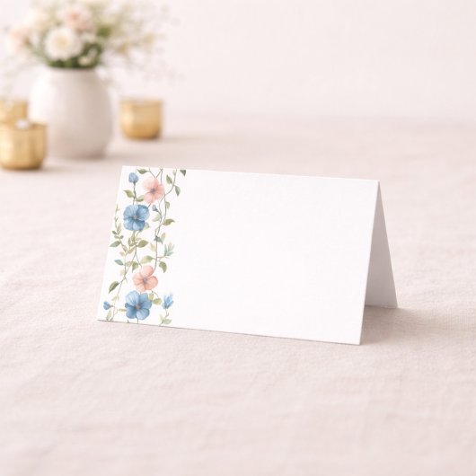 Elegantes blaues Blumen-Event Platzkarte