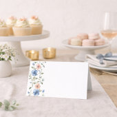 Elegantes blaues Blumen-Event Platzkarte