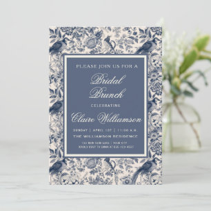 Elegantes blaues Blumen-Toile-de-Jouy Fleurie-Brau Einladung