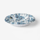 Elegantes blaues Blumenblatt und weißes Party Pappteller (Gewinkelt)