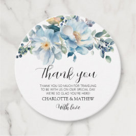 Elegantes, blaues Blumengiftschild für Gastgeschen Geschenkanhänger