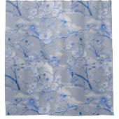 Elegantes blaues Blumenmuster Duschvorhang (Vorderseite)