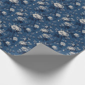 Elegantes blaues Blumenmuster Geschenkpapier (Ecke)