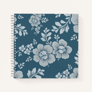Elegantes blaues Blumenmuster im Vintage-Stil Notizblock