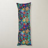 Elegantes blaues Blumenmuster Monogramm Seitenschläferkissen (Rückseite (Vertikal))