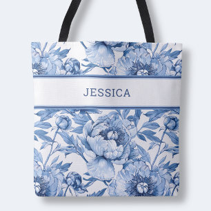 Elegantes blaues Blumenmuster Süße botanische Blum Tasche