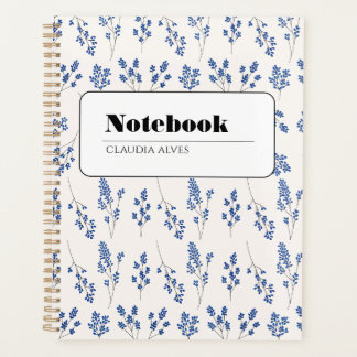 Elegantes blaues Blumennotizbuch Planer