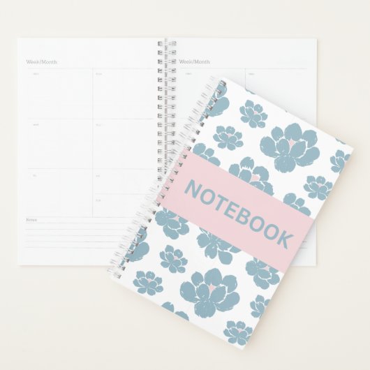 Elegantes blaues Blumennotizbuch Planer (Anzeige)