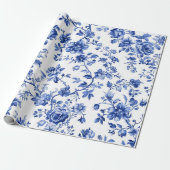 Elegantes blaues Blumenverpackungspapier  Geschenkpapier (Ungerollt)