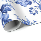 Elegantes blaues Blumenverpackungspapier  Geschenkpapier (Rolleneckpunkt)