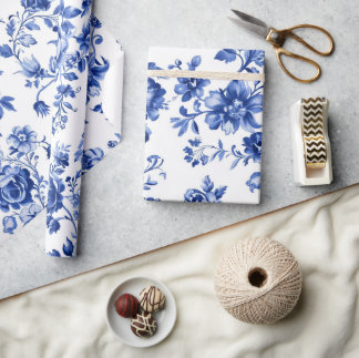 Elegantes blaues Blumenverpackungspapier Geschenkpapier